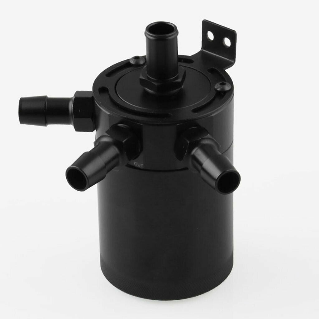 Baffled Engine Oil Catch Can Reservoir Tank Aluminium Alloy with 3 Ports