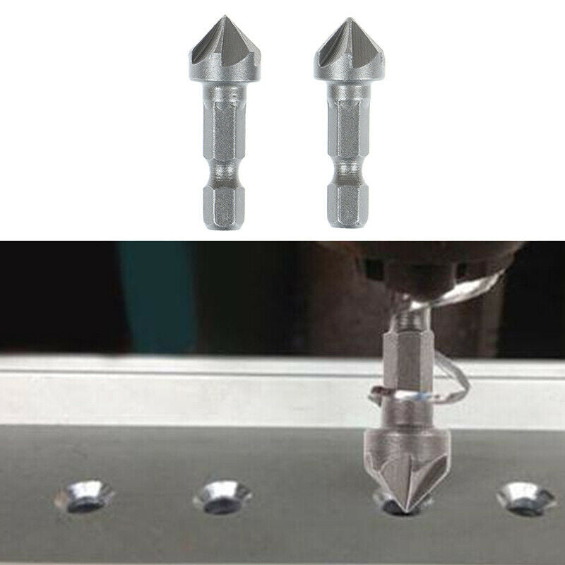 6 Flute Countersink Drill Bit Chamfer Cutting Woodworking Tool  hexagon han XC