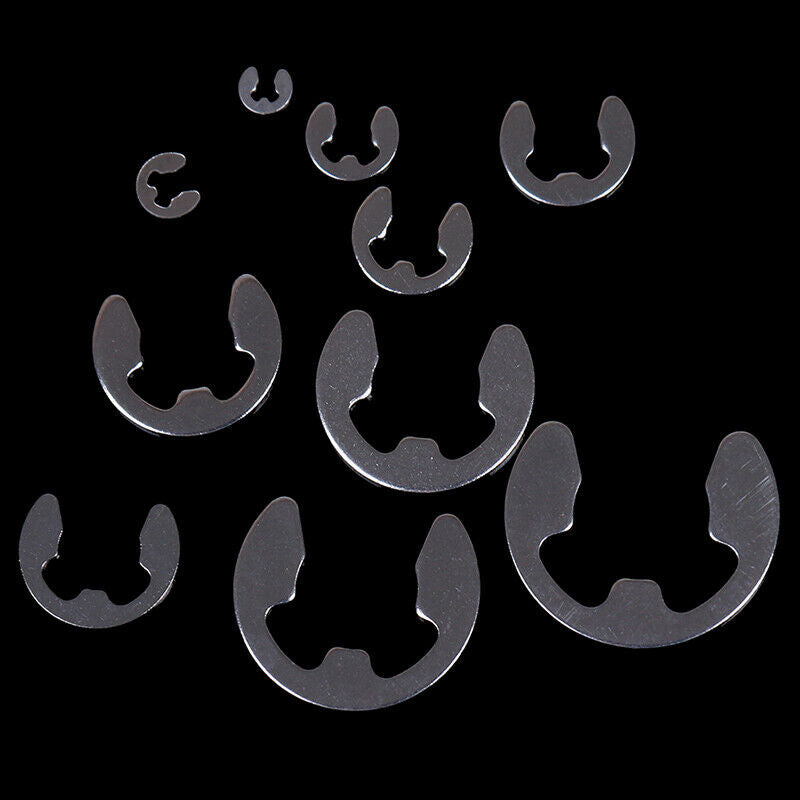 200x 304 stainless steel e-type circlip opening ring 1.5mm-10mm box- w HLY Qx