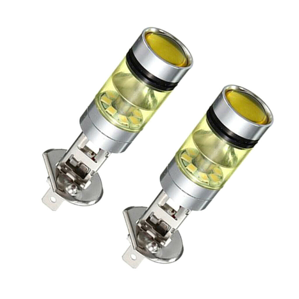 2pcs Fog Lights H1 100W Yellow Projector Lamp Bulbs Duct Car
