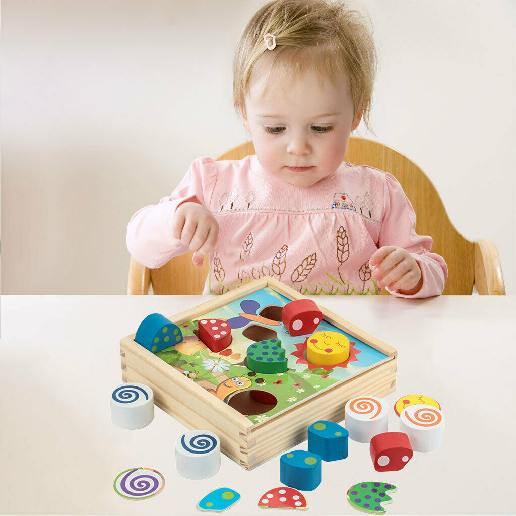 Wooden Toys Game DIY Colorful for Shape Sorting Matching Girls and Boys