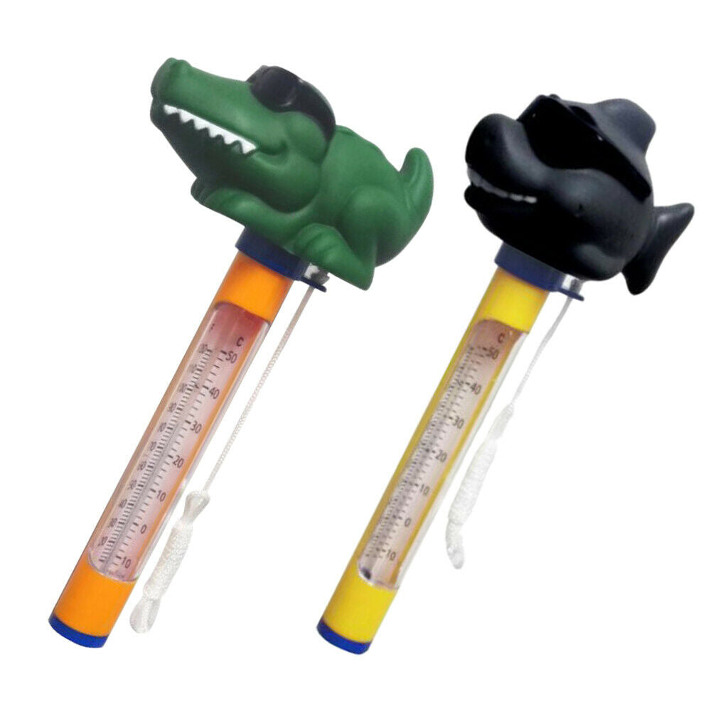 2pcs Pool Thermometer Ponds Water Temperature Gauge Shark & Crocodile Head