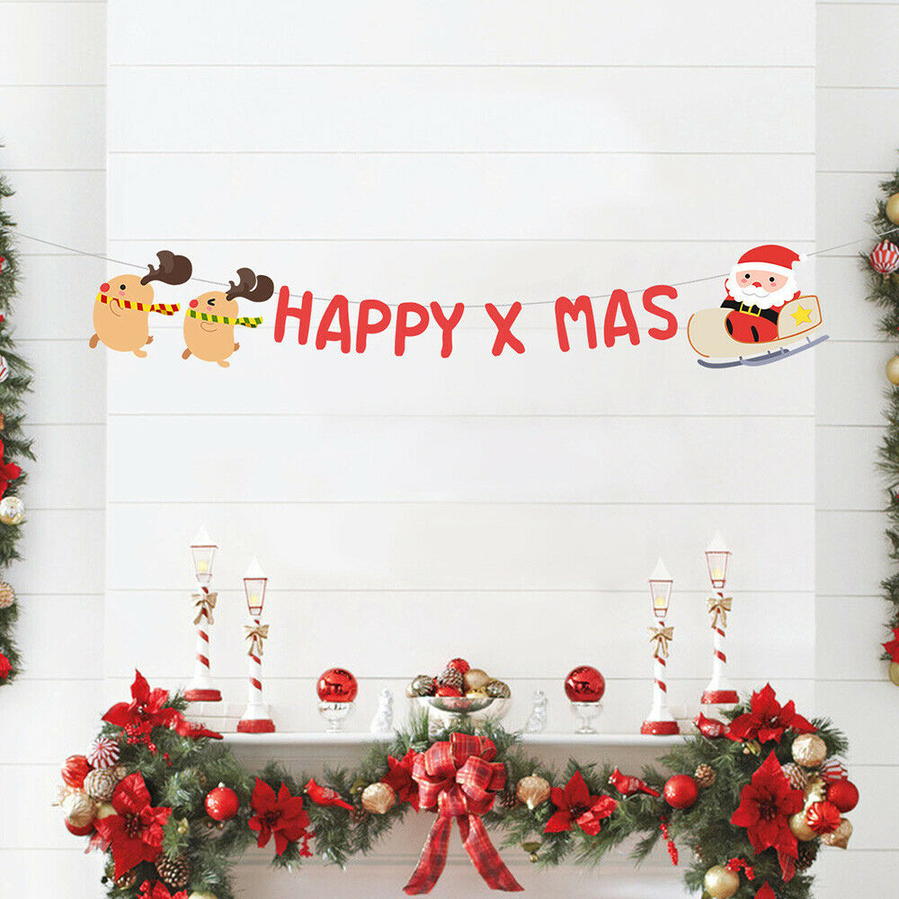 Christmas Confetti Balloons Set Santa Deer Flag Cake Topper Party Baby Shower