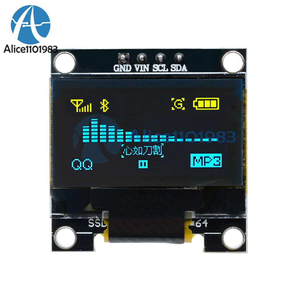 0.96" Yellow &Blue I2C IIC 128X64 OLED Serial LCD LED Display Module for Arduino