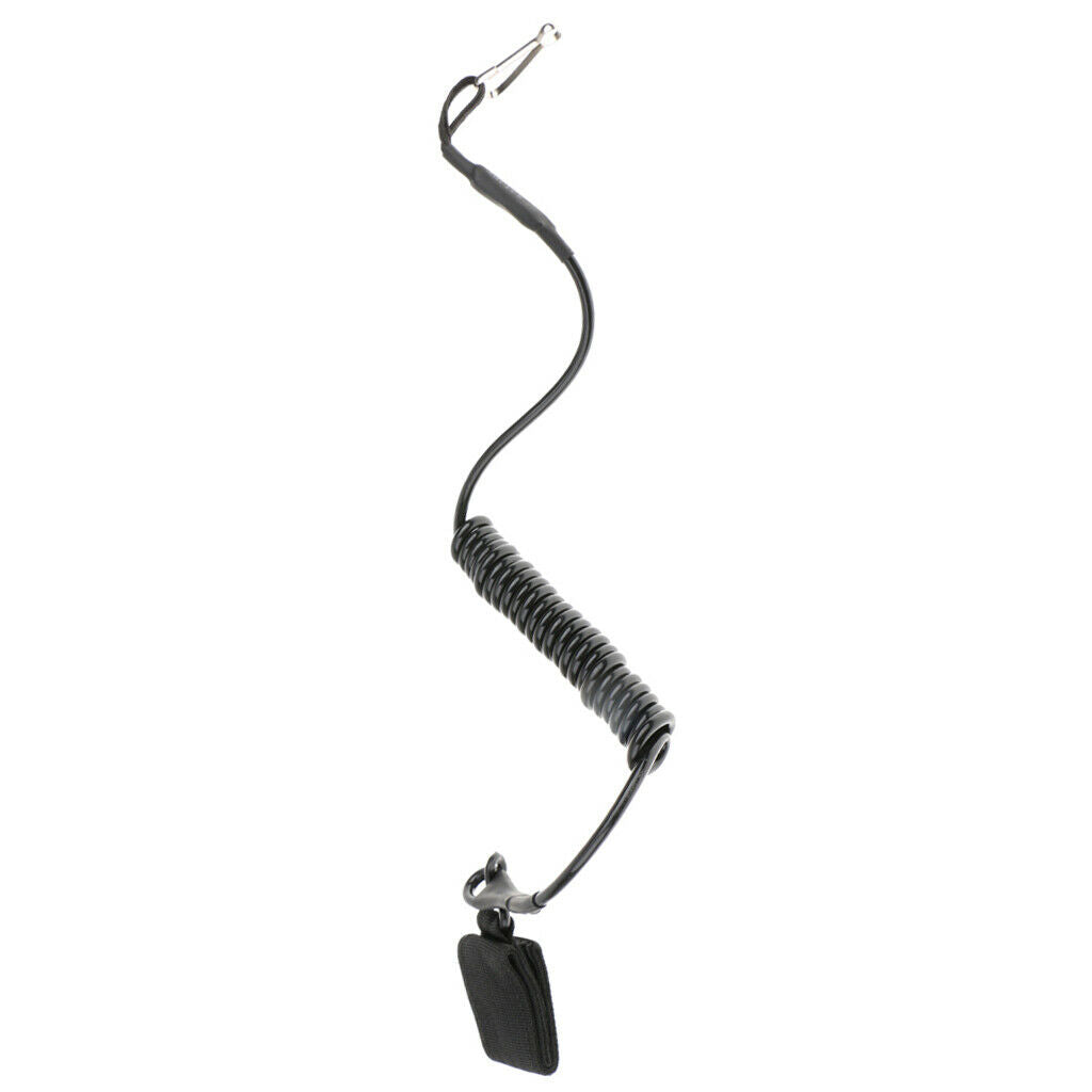 Black Multifunction Lanyard Coil w/ Clip Hook Snaps Quick Release 50cm