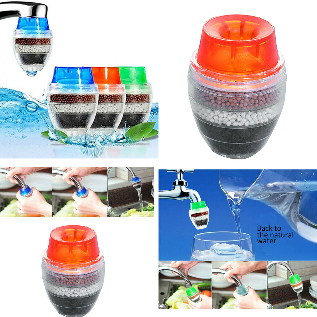 3Pcs Mini Bathroom Household Faucet Tap Water Filter 5-layer Water Clean