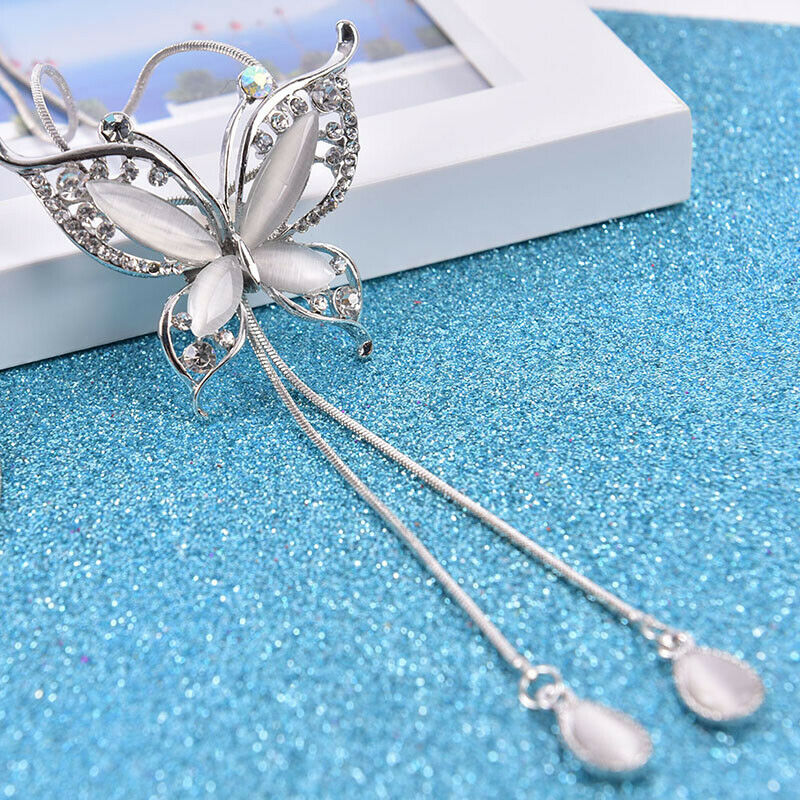 Opal Stone Butterfly Chain Sweater long Necklace Pendants Gift for Girl J.l8