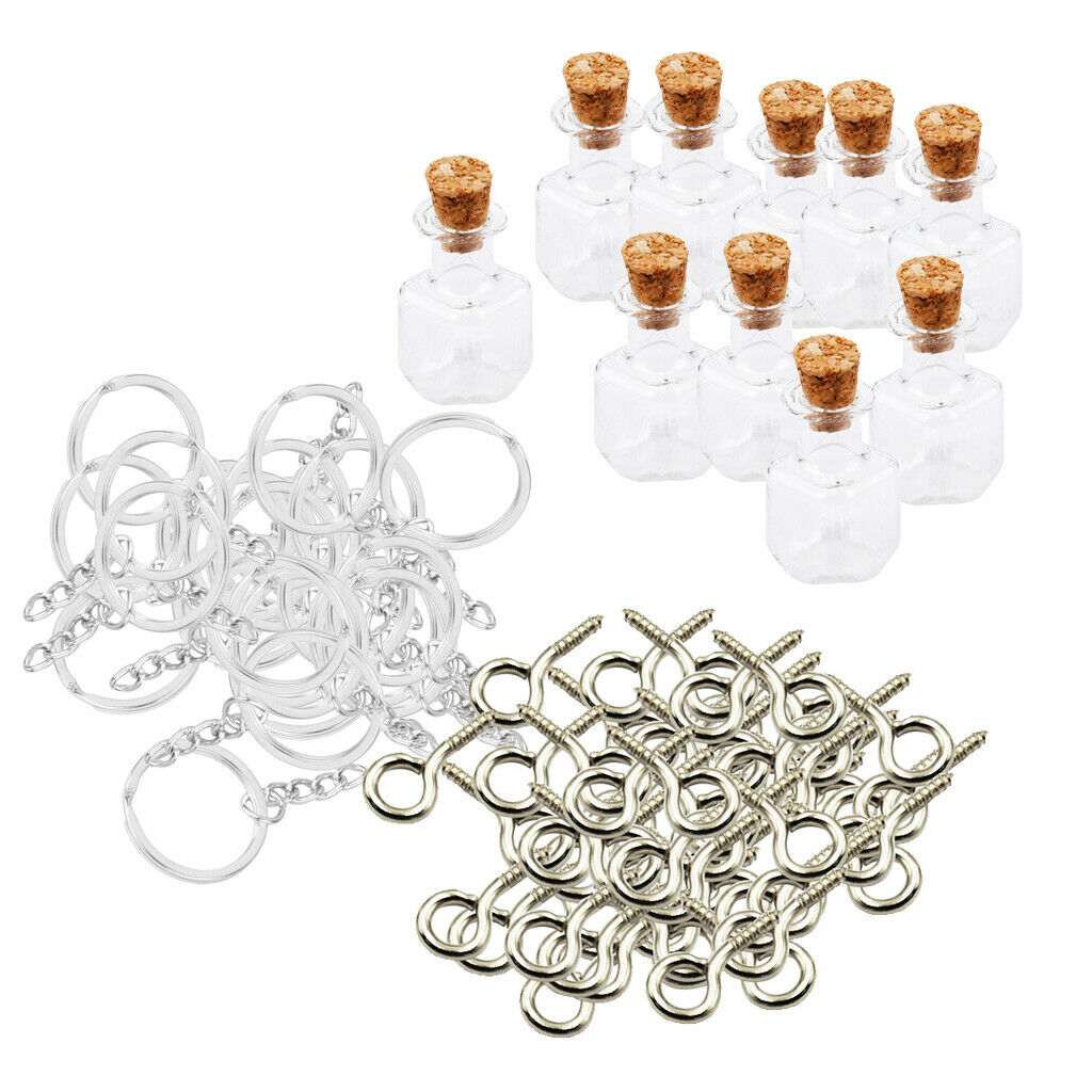 10Pieces Bottle Pendants + 50Pieces Screw Eye Pin + 50 Pieces Split Key Ring