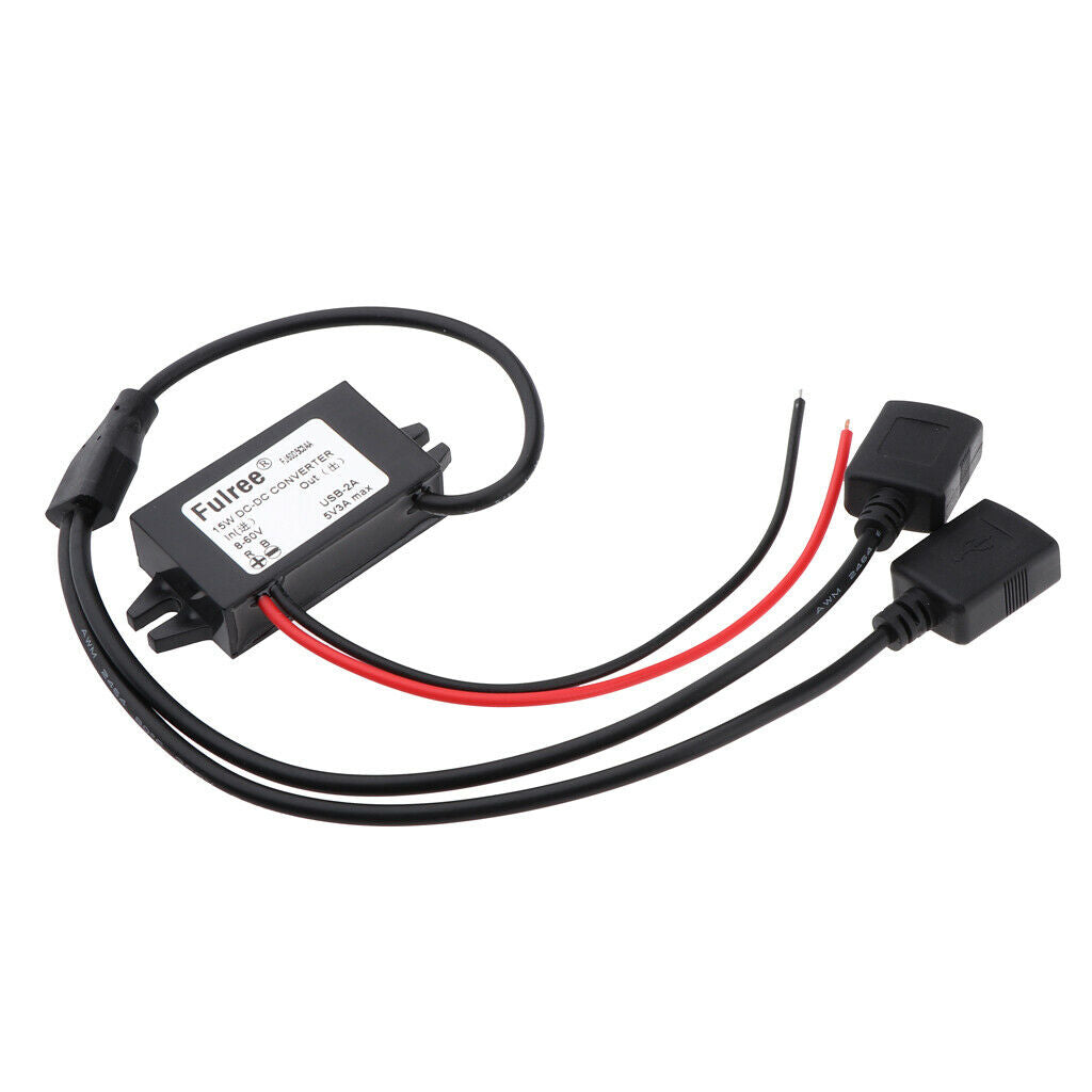 DC 8-60V to 5V 3A Power Supply Module Volt Inverter Board with Dual USB Adapter