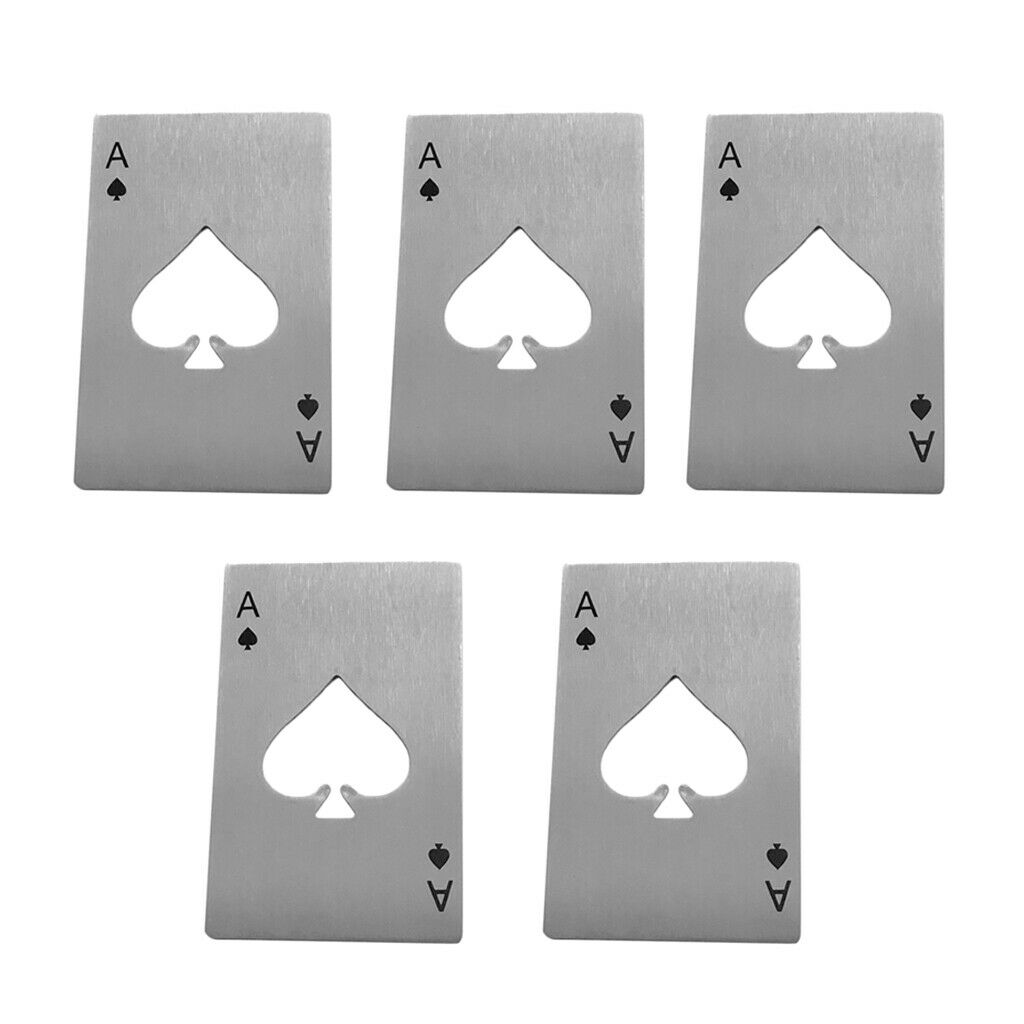 5 Pcs Durable Poker Card Ace of Spades Bar Soda Cover Opener Tools Gifts