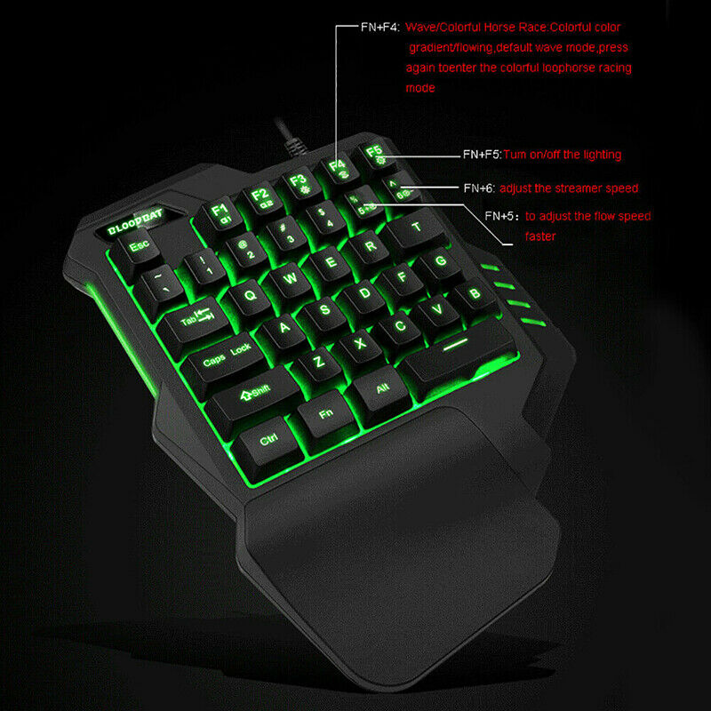 USB Gaming Wired Keyboard Mouse Set Kit Anti-slip Wheel For PC PS4 Xbox One 360