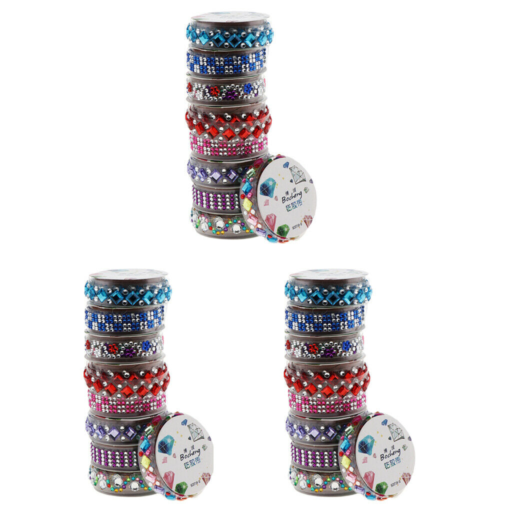 18 Rolls Shiny Rhinestone Stickers Diamante Gem Tape Diy Arts Scrapbooking
