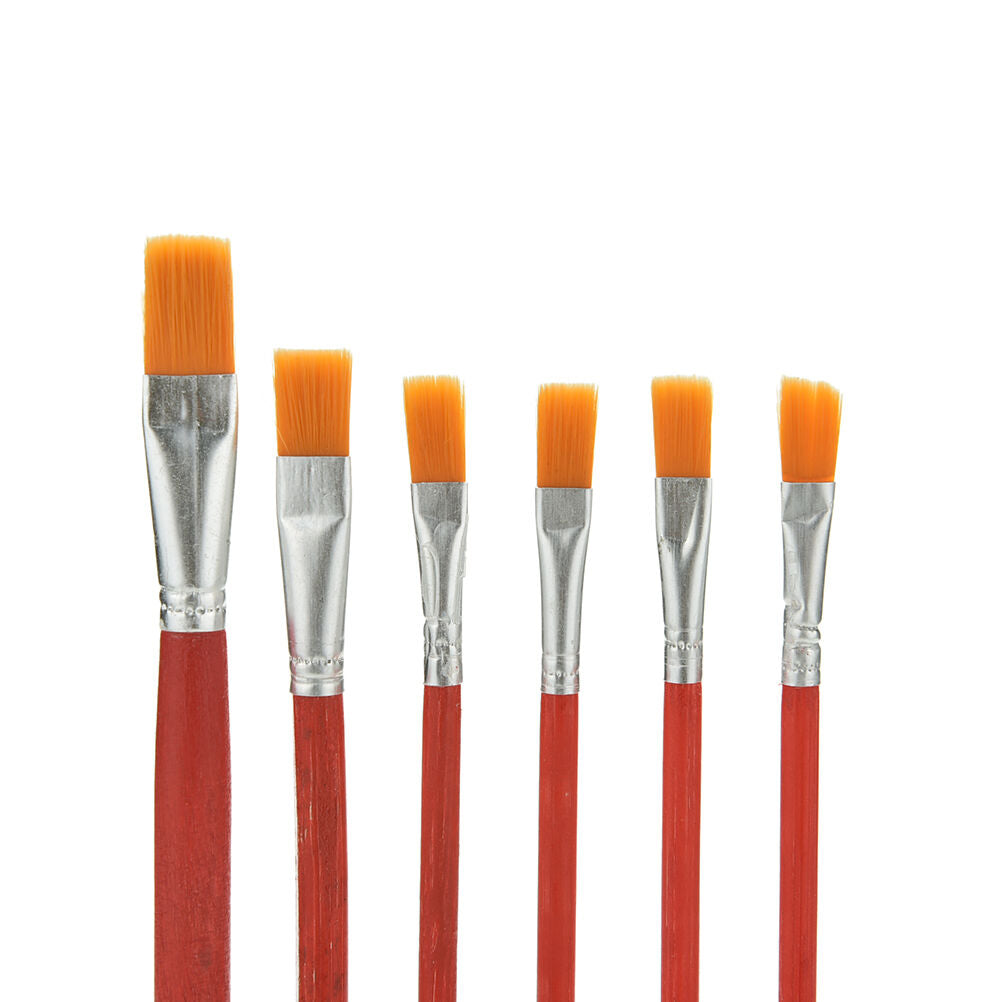6X Nylon Hair Artist Water Colour Acrylic Oil Painting Paint Brush Set Supply XC