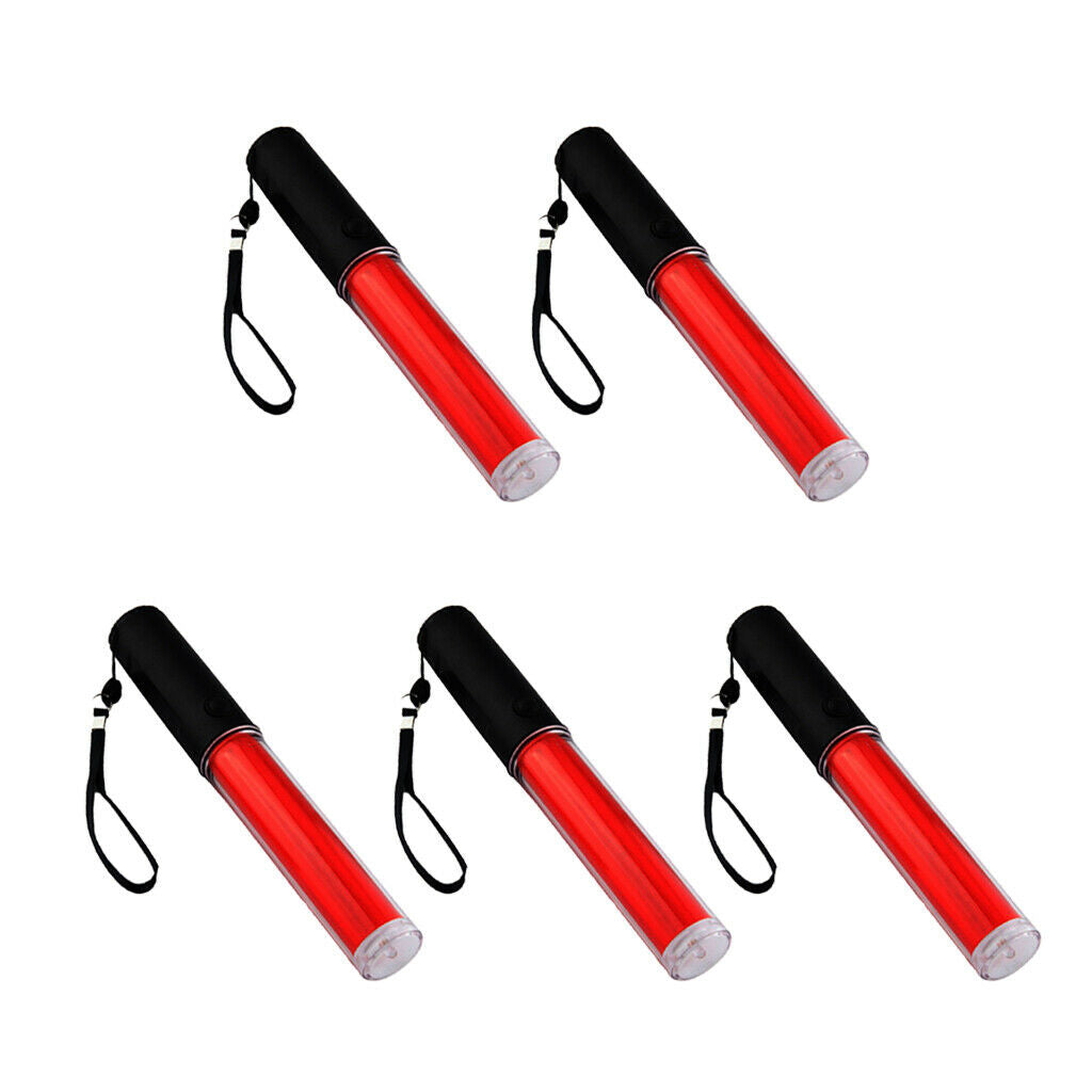 5pcs Red LED Traffic Safety Baton Light 10 inch