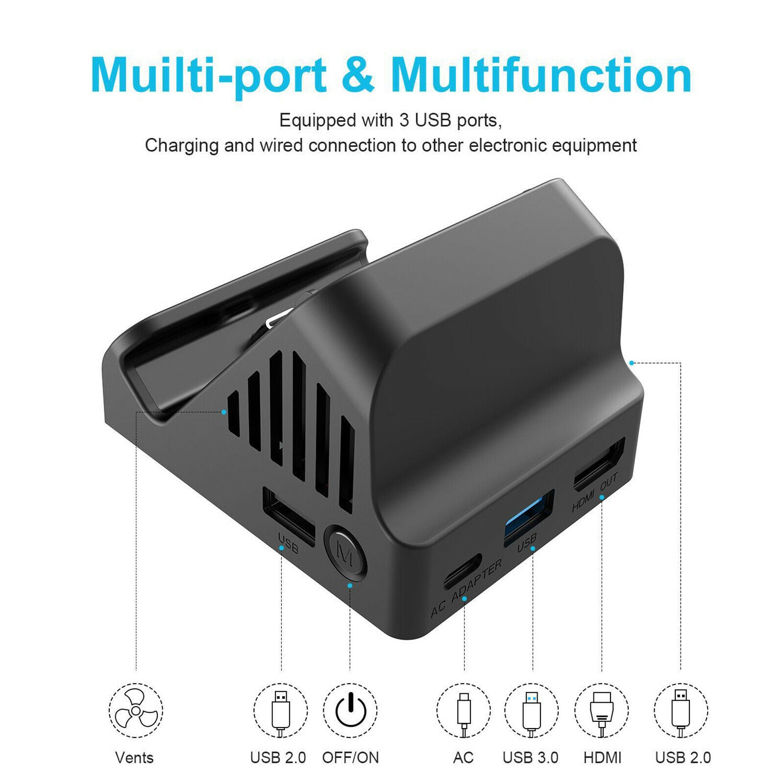 HDMI Video Converter Charging Dock Stand for Nintend Switch/Switch Lite