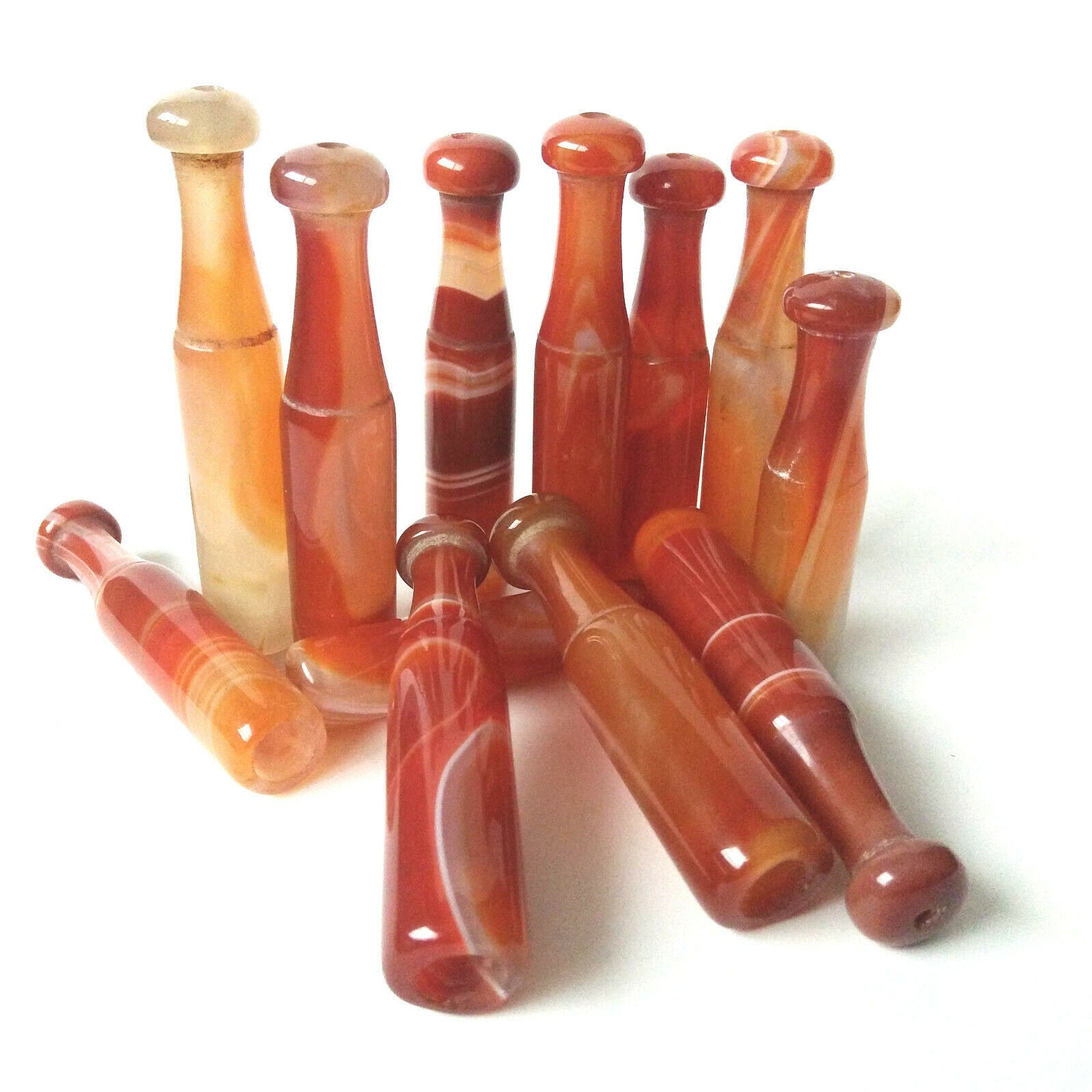 5pcs Brazil Pure Red manual agate cigarette pipes holder natural jade pipe holde