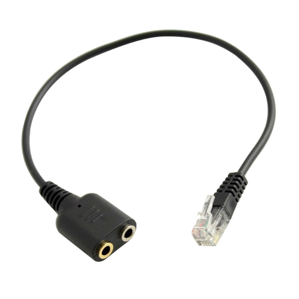 Dual 3.5mm Female to RJ9 Jack Adapter Convertor Headset Telephone Use Cable