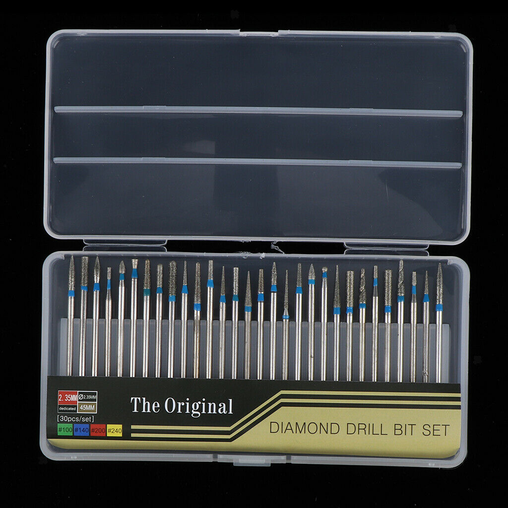 30x Nail Drill Bit Set Barrel Head Electric Drill Bits Coarse Grinding Tool A