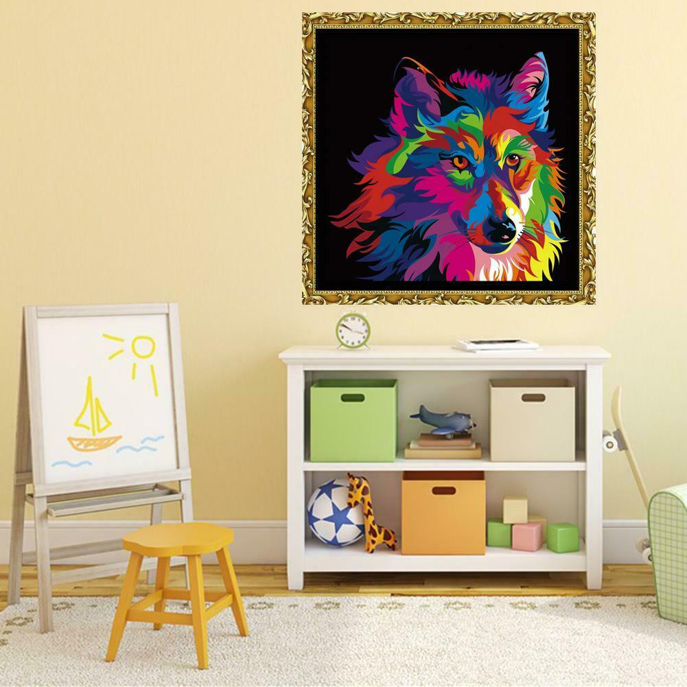 5D Wolf Diamond Embroidery Painting Cross Stitch Mosaic Home Decor @