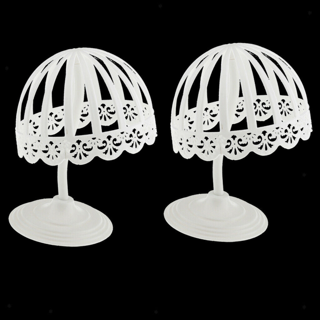 2pcs White Plastic Baby Hat   Display Holder Hair Wigs Rack Shelf Stand