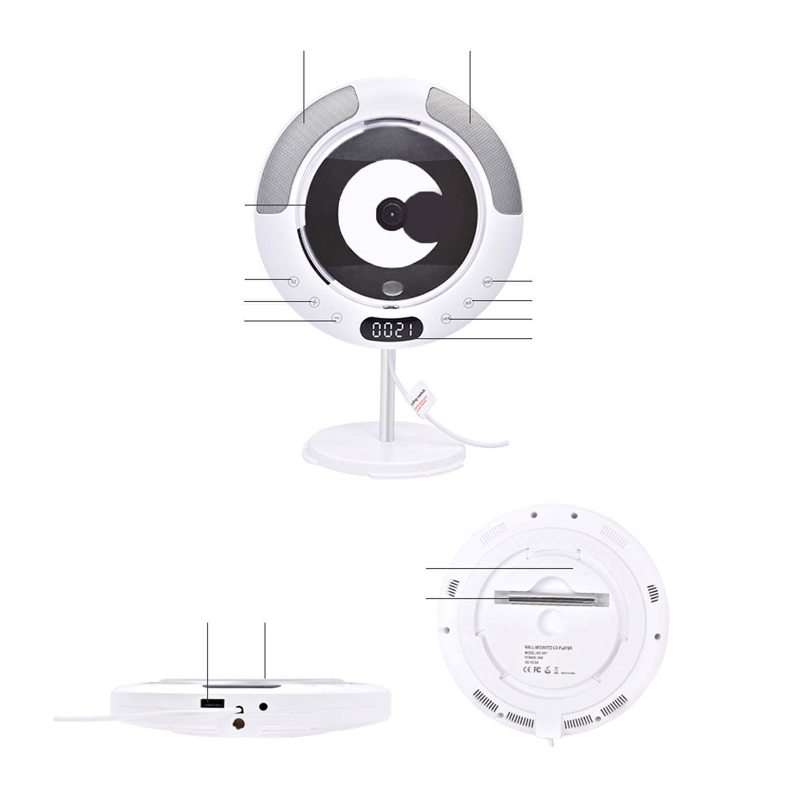 Bluetooth CD Player Wall Mounted/Desktop with Remote Control for Home Decor