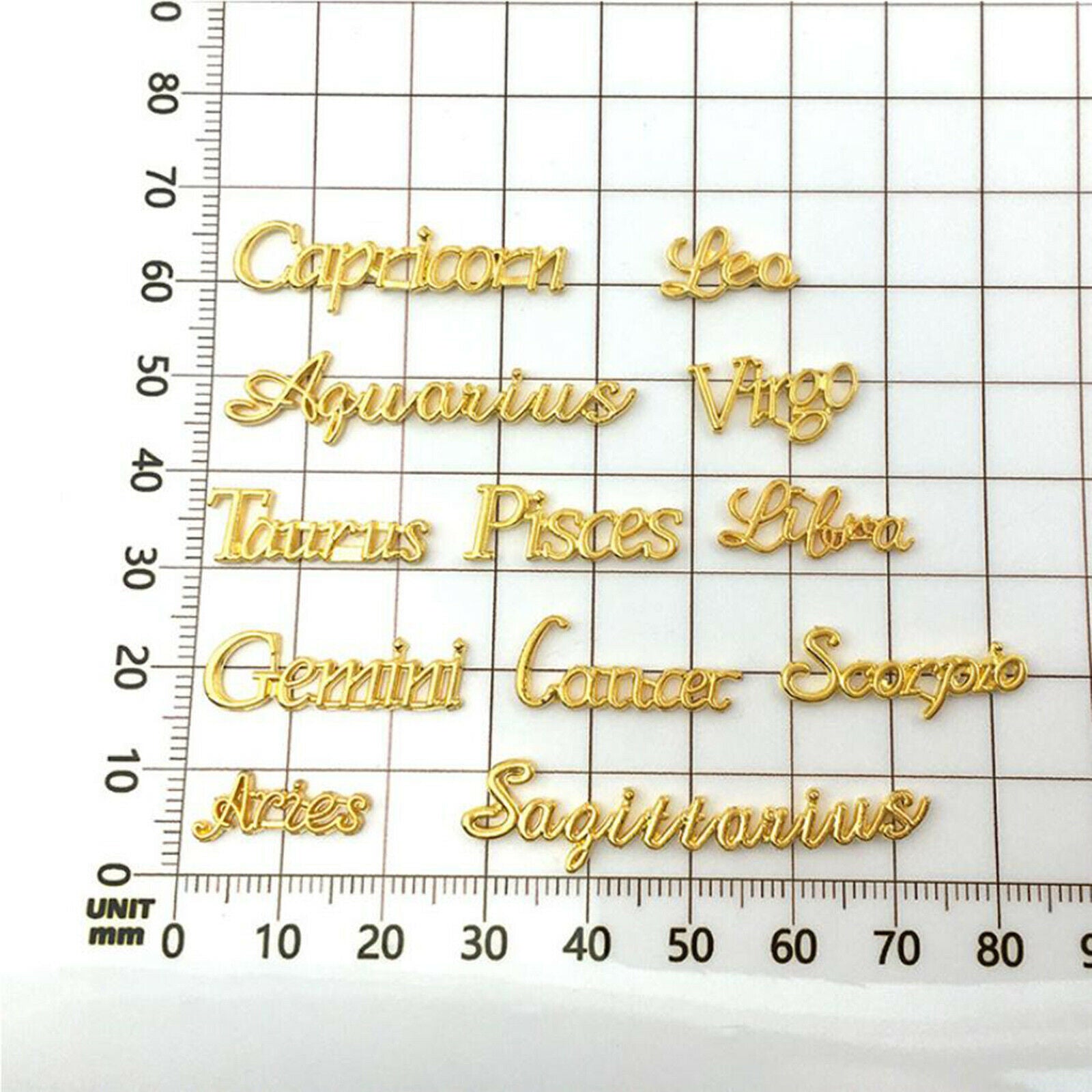 48Pcs Constellation Signs Words Charms Pendants Bezel Filling DIY Jewelry.l8