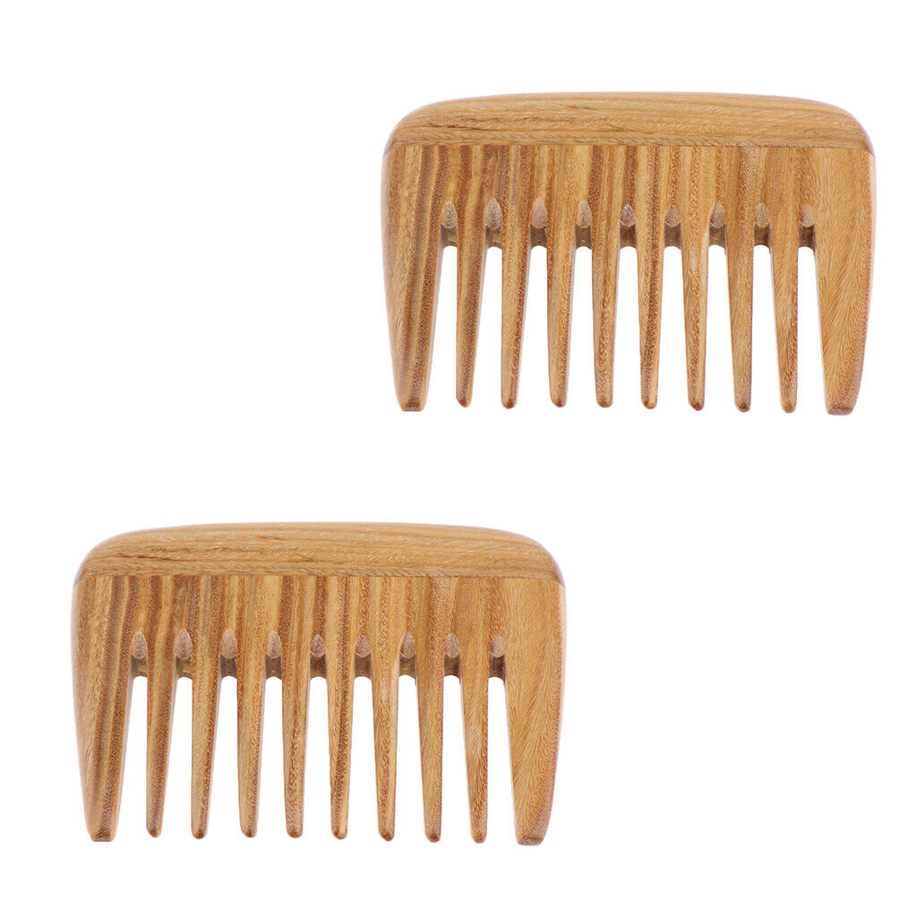 2Pcs 4" Retro Pocket Brush Anti-static Natural Massage Wide Teeth Hair Comb