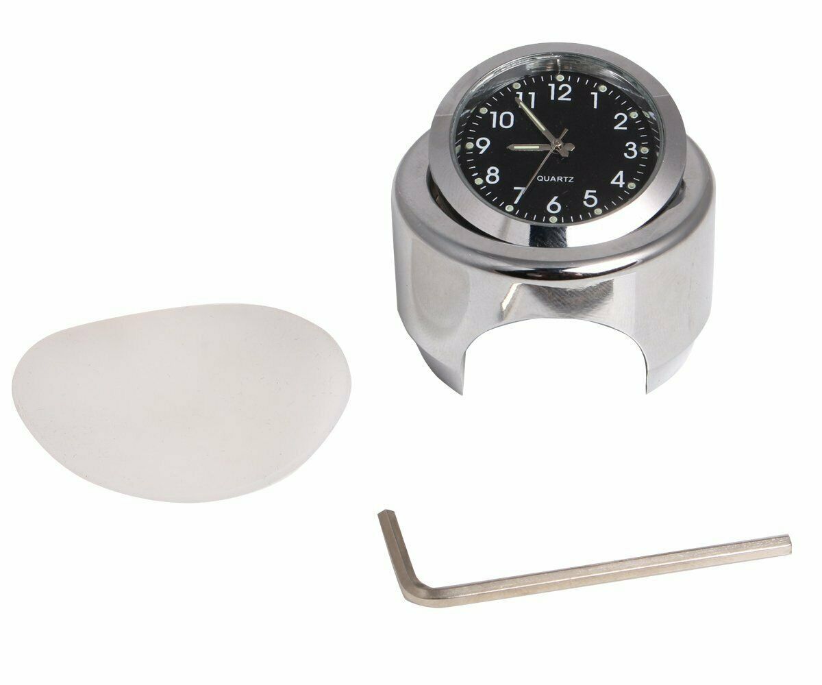 7/8 inch 1 inch Motorcycle Chrome Handlebar Black Dial Clock Fit for Motorbike