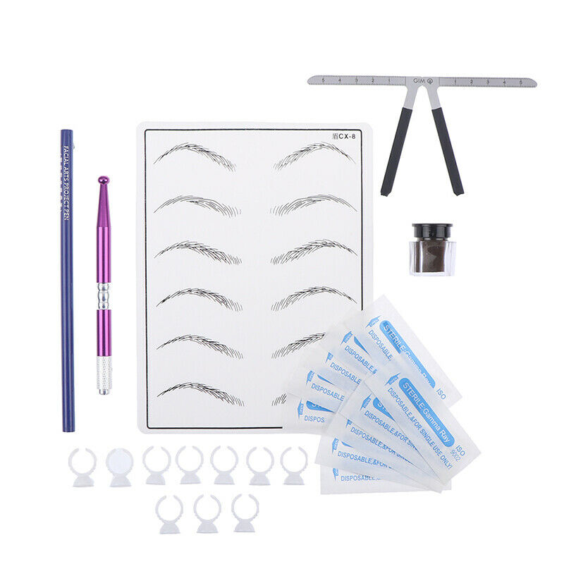 Practical Makeup Microblading Eyebrow Tattoo Kit Pen Needle Paste Skin RulerBDA