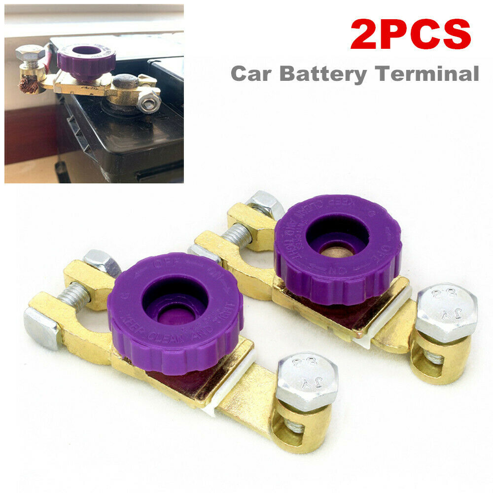 2PCS Pure Copper Car SUV Truck Battery Terminal Disconnect Switch Link Connector