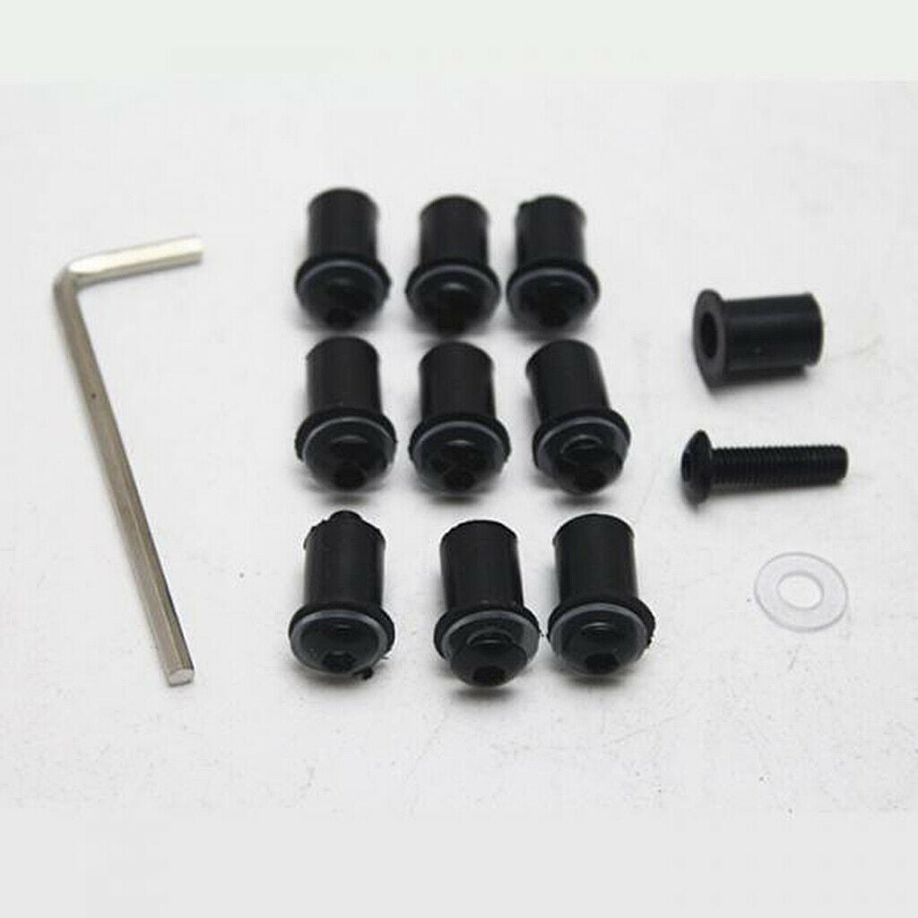 Motorcycle Windscreen Windshield Fairing Well Nut Bolt Screw Kit Black