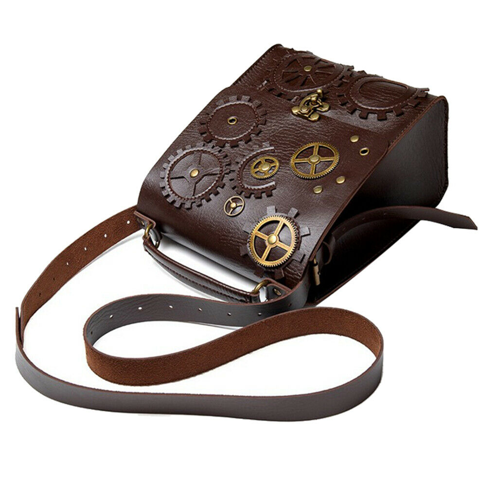 Women Steampunk Shoulder Bag Satchel Handbag Purse Punk Rivet Crossbody Bag
