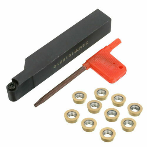 SRAPR1616H10 Milling Lathe Tool Holder + 10Pcs RPMT10T3MO Carbide Inserts Wrench