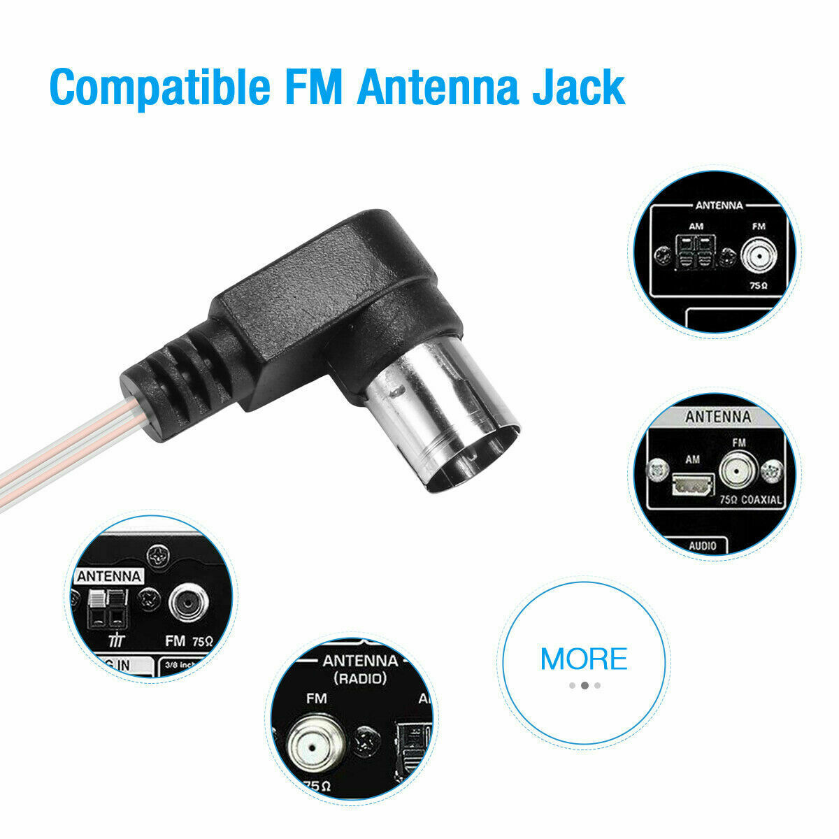 Aerial FM Antenna 75 Ohm F-Type Male Plug For Home Radio Stereo Signal Receiver