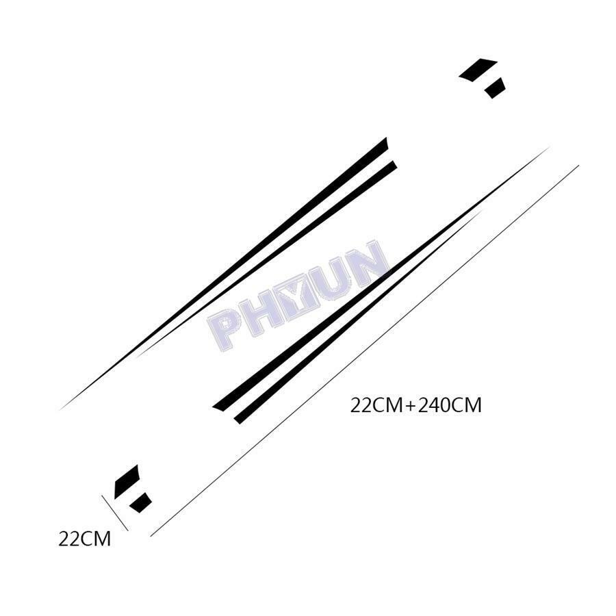 94.5''x8.7'' Car Both Sides Stickers Racing Streamline Style Matt Black Trim 2x