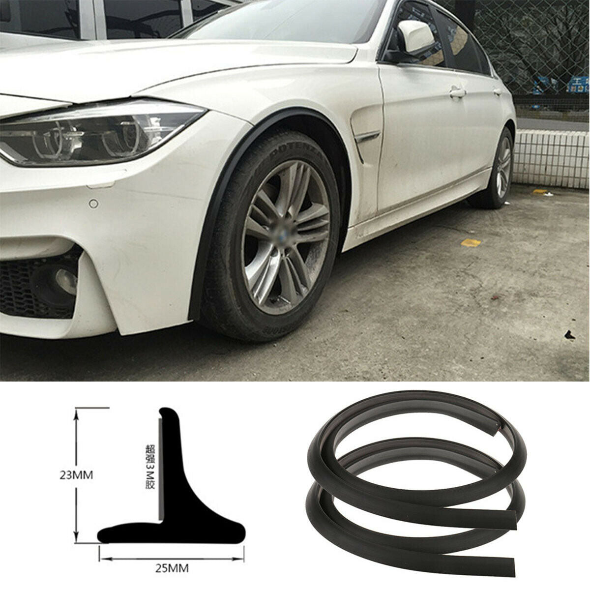 2Pc Fender Flares Wheel Protector rubber Lip Trim Protective 150cm  for all Car