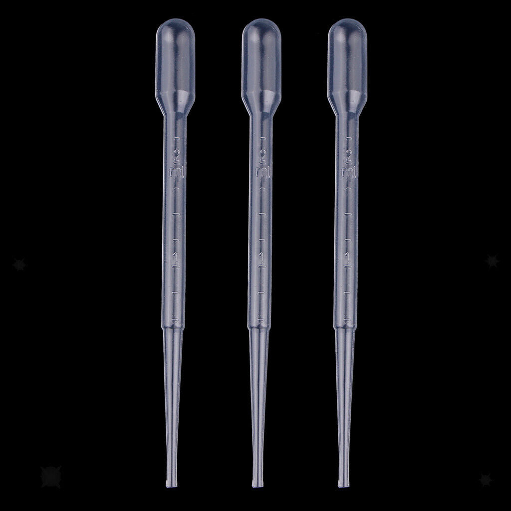 100pcs Disposable Plastic Transfer Pipettes Graduated Dropper scale 2ml