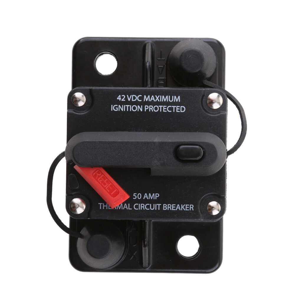 50 Amp Manual Reset Circuit Breaker Fuse Holder Kill Switch 12V-42V DC