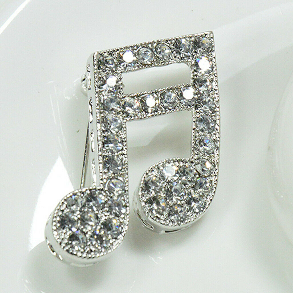 2Pcs Women Alloy Musical Symbol Enamel  Brooch Lapel Pin Collar Tips Black