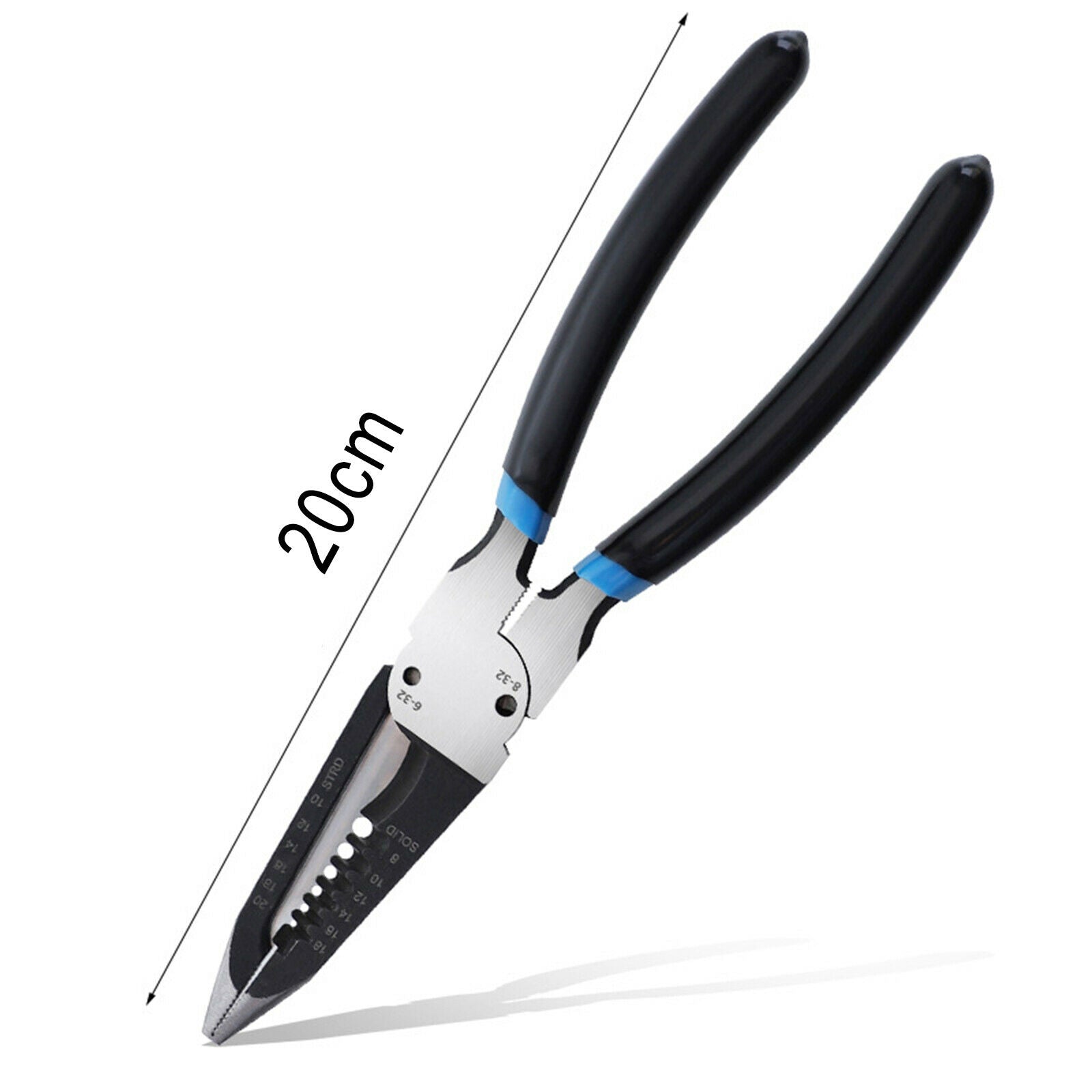 8 Inch Wire Stripper Mini Needle Nose Plier Electricians Clamping Crimping