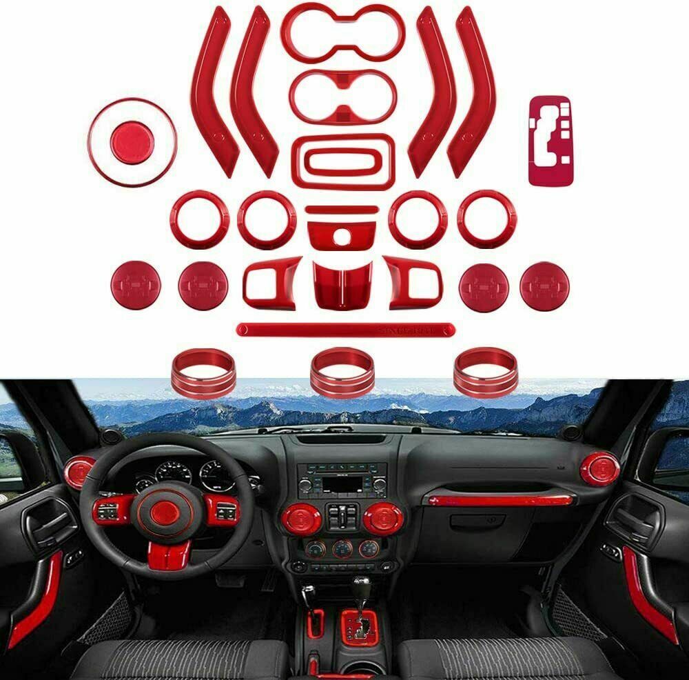 28Pcs Full Set Interior Decoration Trim Kit For Jeep Wrangler JK JKU 2011-2018