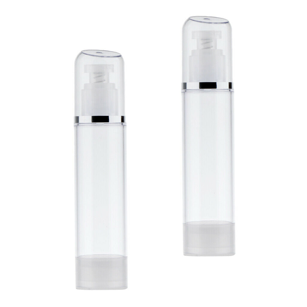 2PCS Portable Airless Bottle 100ml Cosmetic Treatment Pump Bottles Travel Empty
