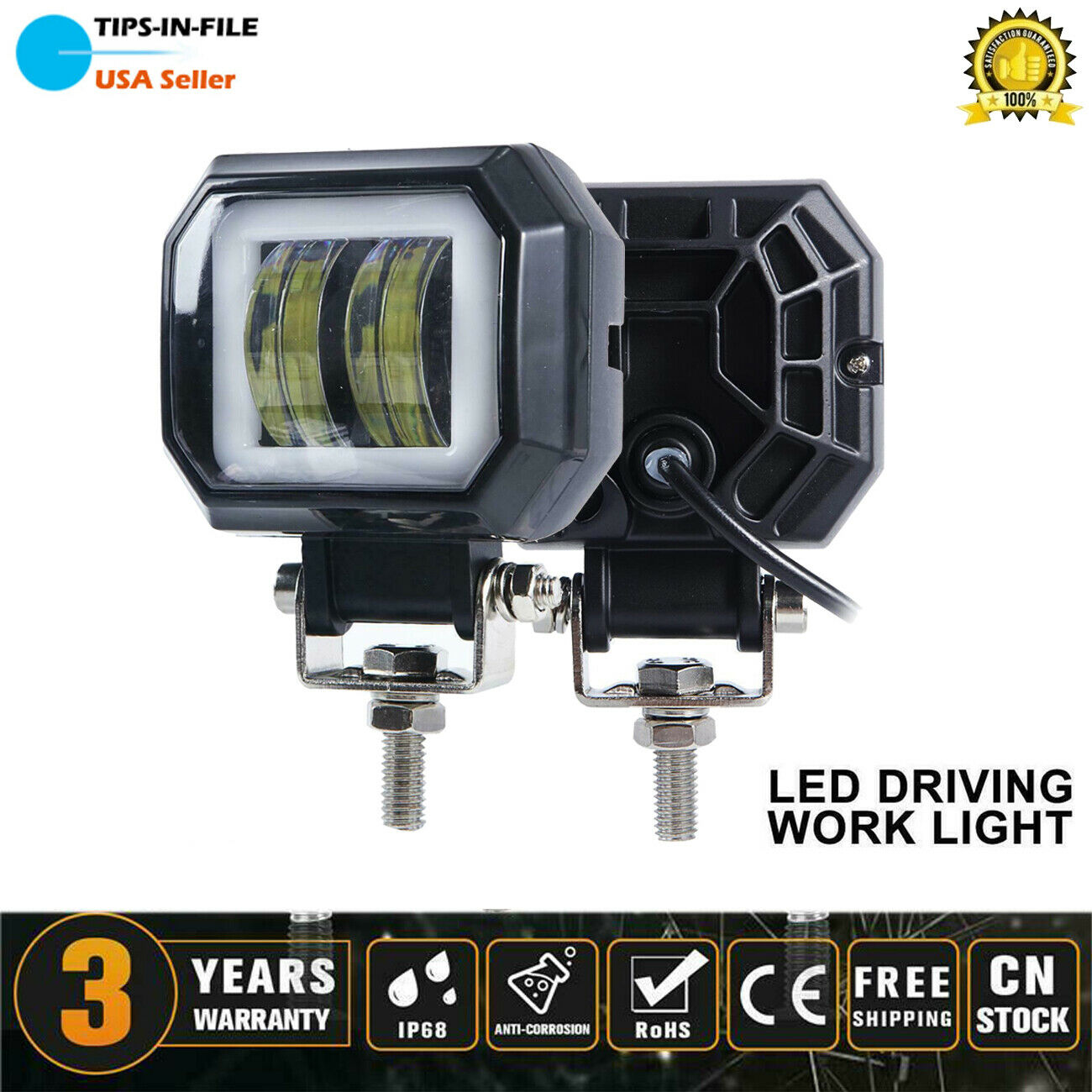 3" inch 40W Cube Pods  LED Work Light Driving Fog SPOT Light /FLOOD 24V NEW
