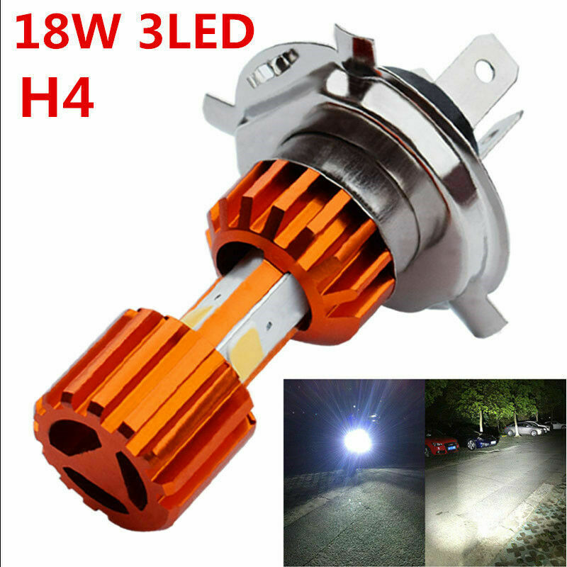 H4 Motorcycle LED Headlight Bulb Super Bright 3-COB Hi/Lo Lamp Scooter Fog Light