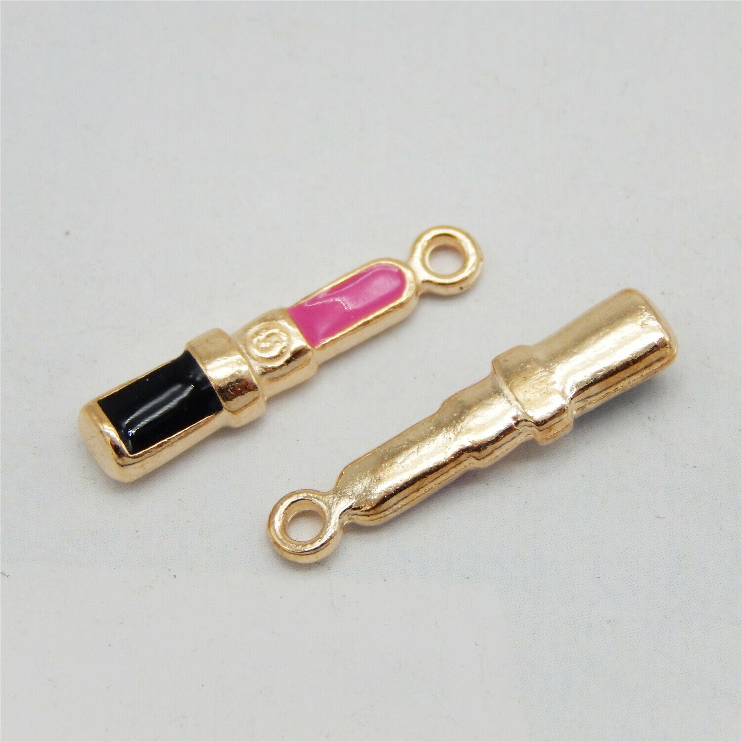 30PCS 19x4mm Mixed Colors Alloy Enamel Rose Lipstick Charms Pendant DIY Findings