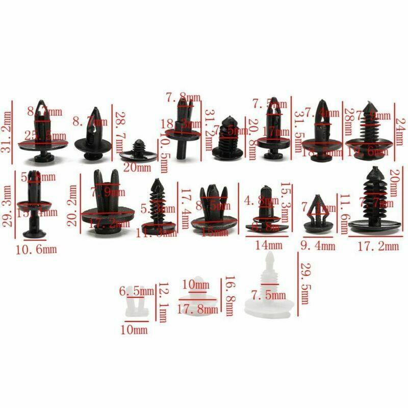 415pcs 18 Sizes Push Pin Rivet Bumper Door Panel Clip Retainer Fastener For Ford