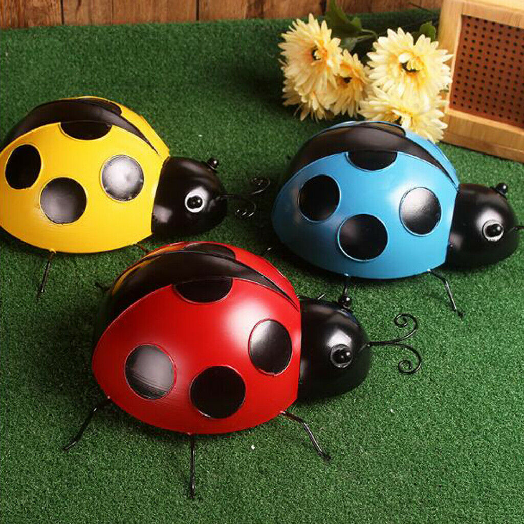 2/Pack Iron Ladybug Metal Animal Hanging Wall Art Crafts Hanging Indoor Outdoor