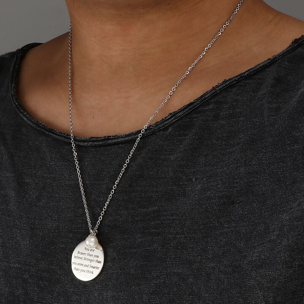 Stainless Steel Round Tag You Are Braver Encourage Necklace You Are Braver
