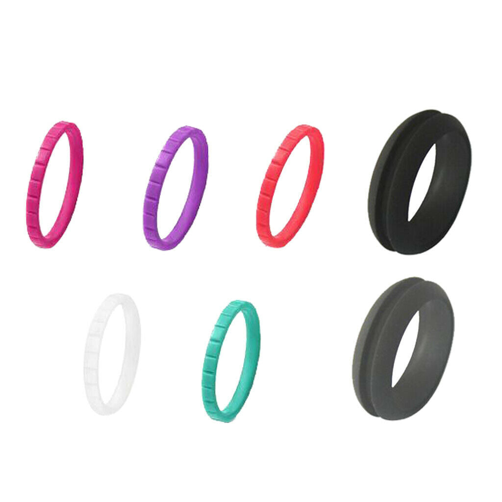 7pcs 8mm Silica Finger Ring Hand Jewelry Set for Sports Yoga Weddings Size 9