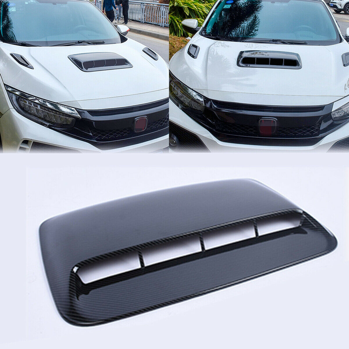 1× Universal Glossy Carbon Fiber Vehicle Exterior Decoration Air Flow Vent Cover